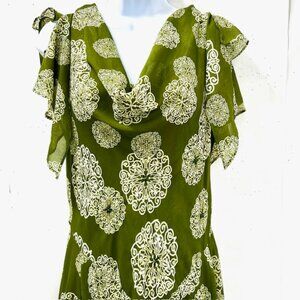 RB Collection New York dress , casual or beach wear olive Floral zipper(22)
